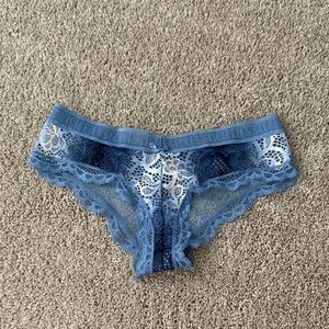 Victoria's Secret PINK Blue Lace Bikini Brief with Ivory Accents